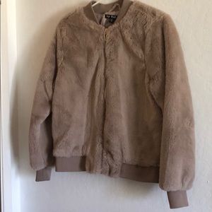 Fuzzy bomber jacket